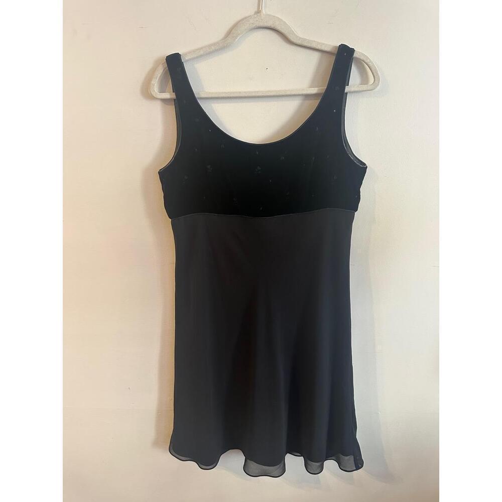 Ann Taylor Petites Dress Black Y2K Sleeveless Dress Size Petite 12 Velvet Beaded